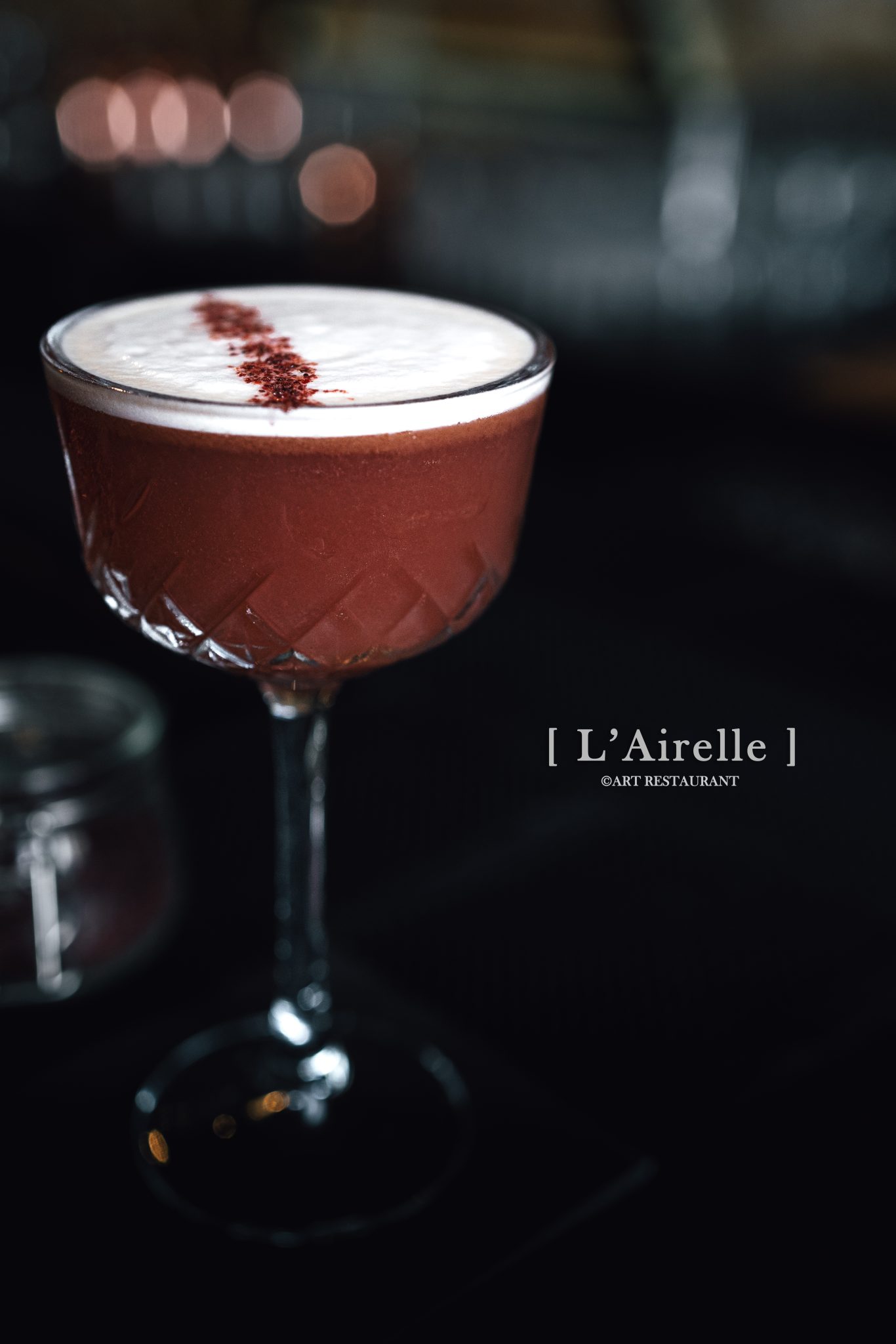Cocktail L'Airelle, mousse et decor, Art Restaurant